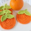 Orange Crochet Tea Coasters – Handmade Gift for Mom or Friend