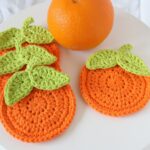 Orange Crochet Tea Coasters – Handmade Gift for Mom or Friend