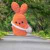 handmade crochet bunny toy with removeable bag 