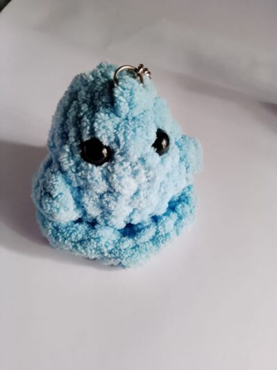 crochet ghost keychain