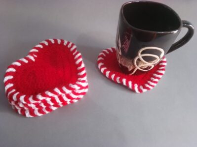 heart shape crochet coasters set of 4 
