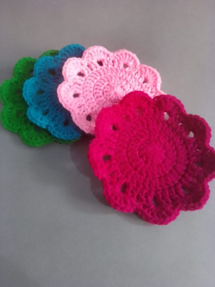 flower shape crochet tea coasters