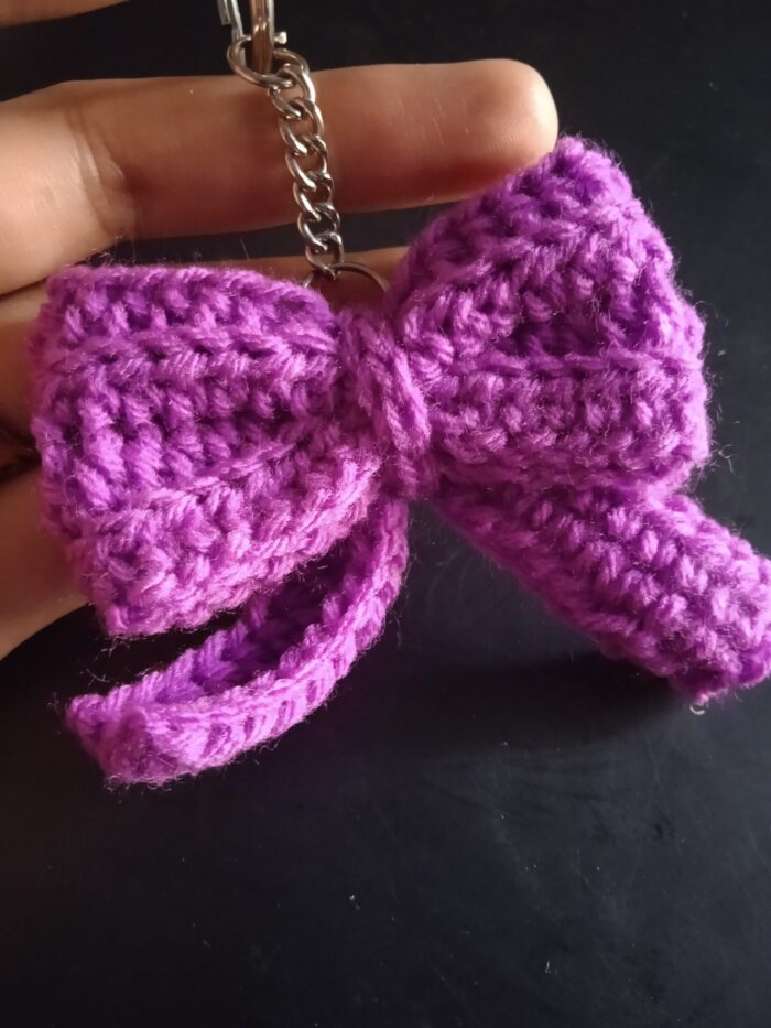 Handmade Crochet Bow Keychain