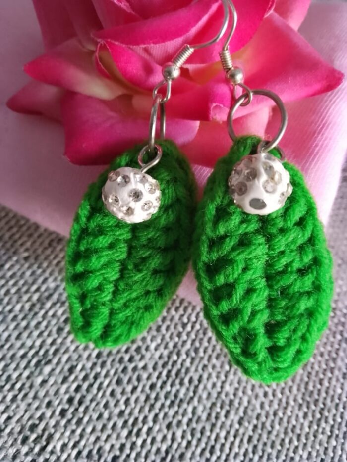 Handcrafted Crochet Leaf Earrings