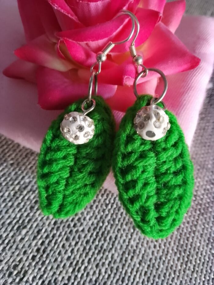 Boho Crochet Leaf Earrings