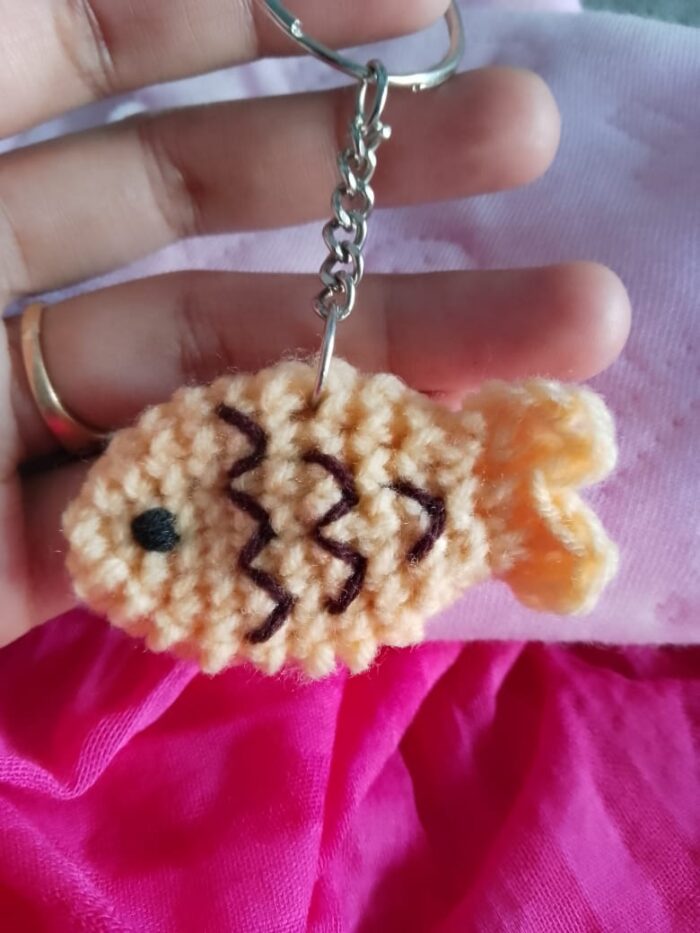 handmade fish crochet keychain