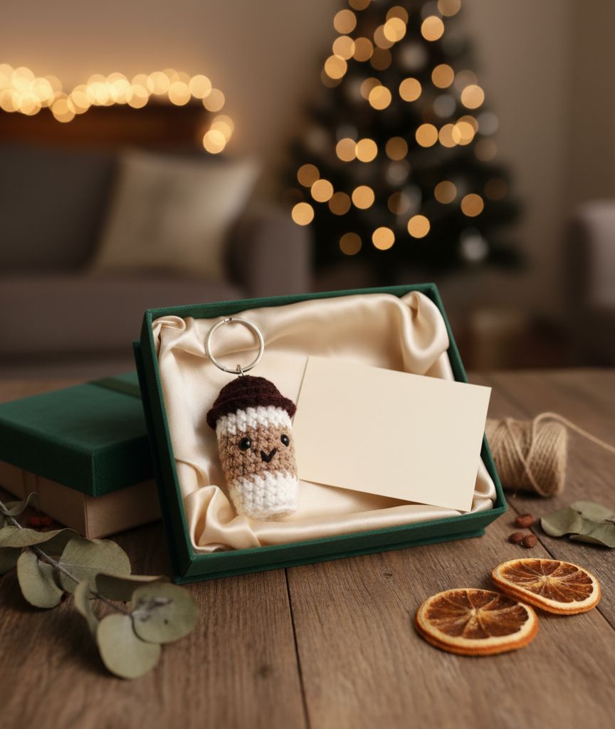 coffee cup crochet keychain cute gift for coffee lovers