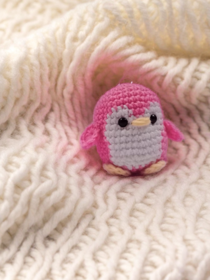 cute crochet penguin keychain