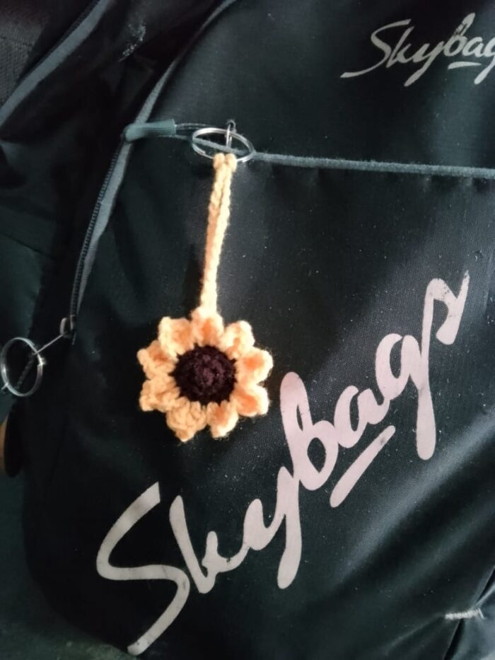 sunflower crochet bag charm