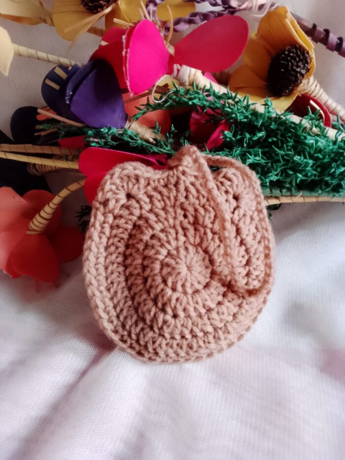 Teddy Bear Face Crochet Mini Pouch