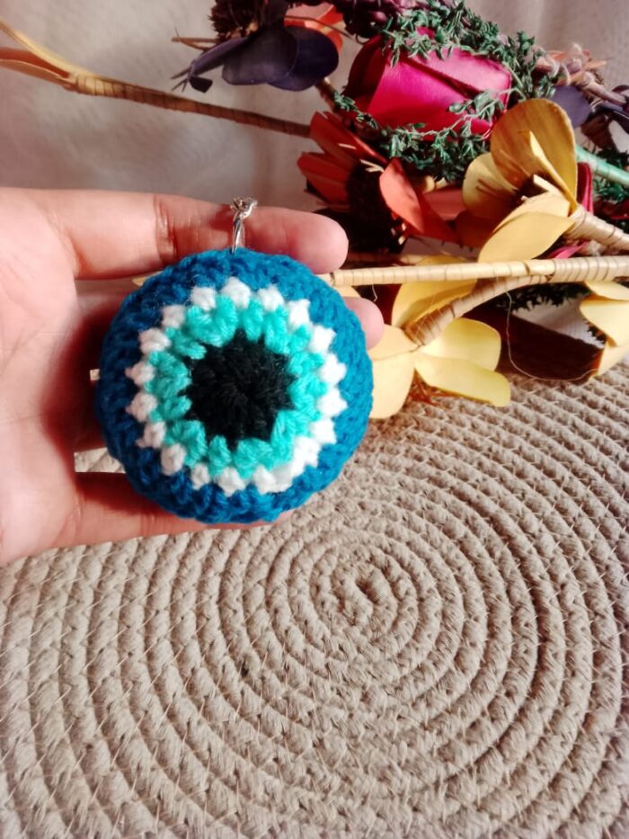 Amigurumi Evil Eye Keychain – Unique Crochet Bag Charm