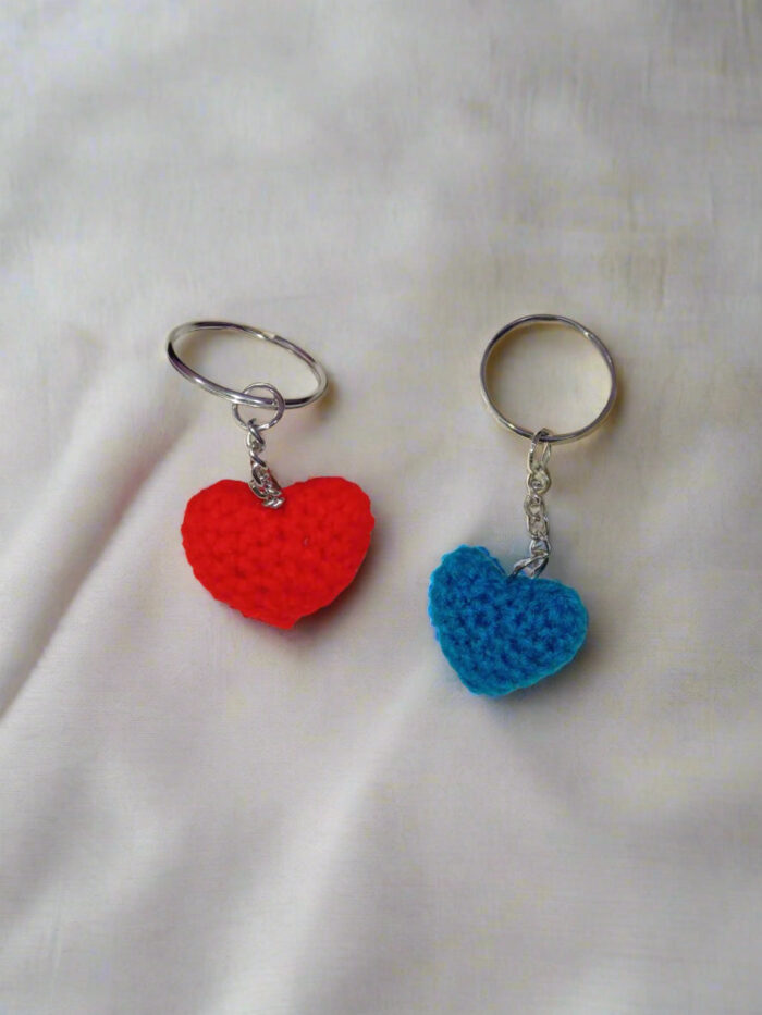 crochet heart keychain