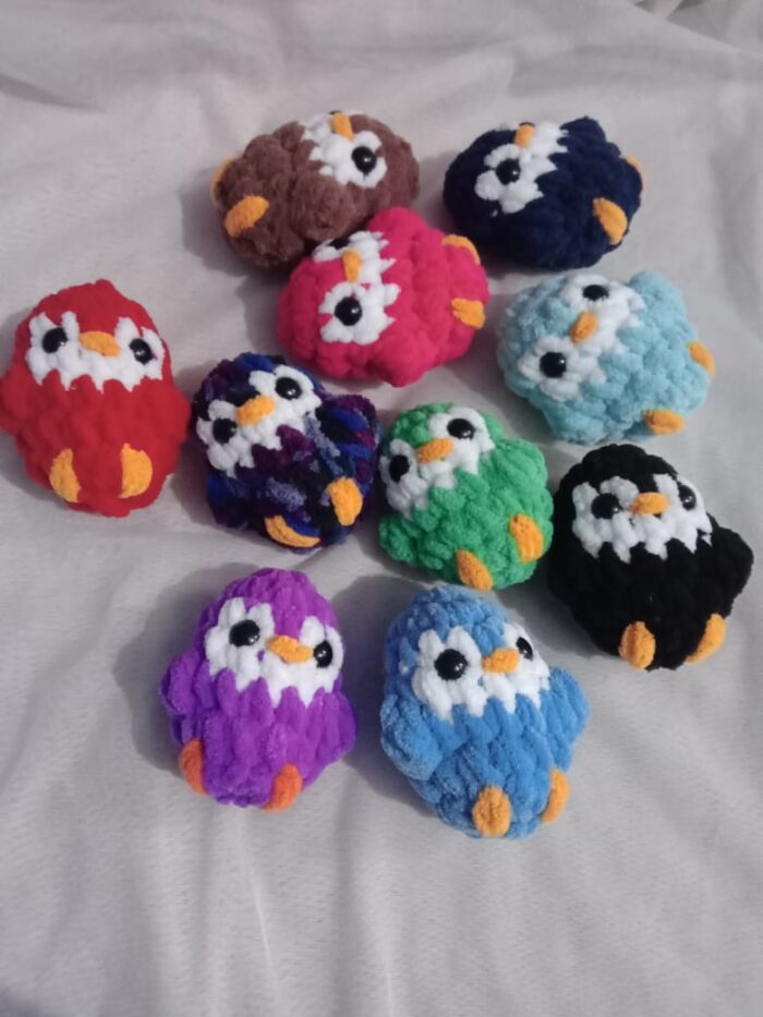 Handmade crochet penguin keychain