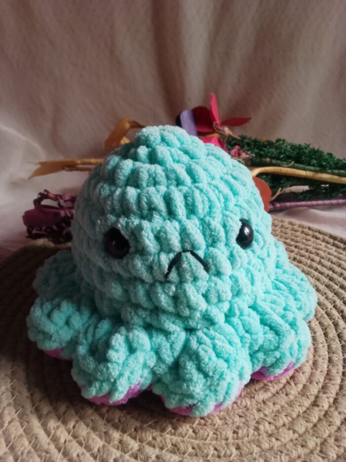 Handmade Reversible Crochet Octopus Plush for Kids