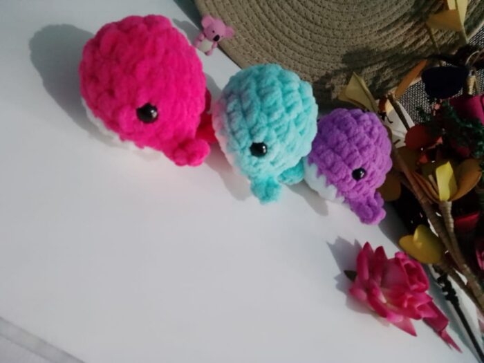 mini whales crochet plushies