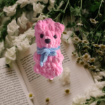 handmade teddy bear crochet keychain