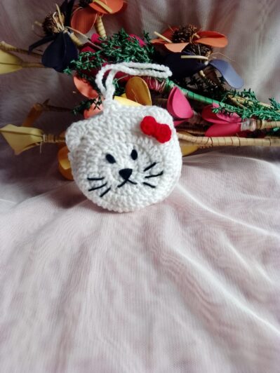cute cat crochet mini pouch