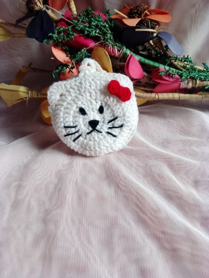 cat face crochet mini pouch