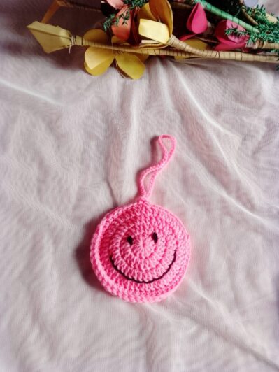 cute smiley crochet pouch
