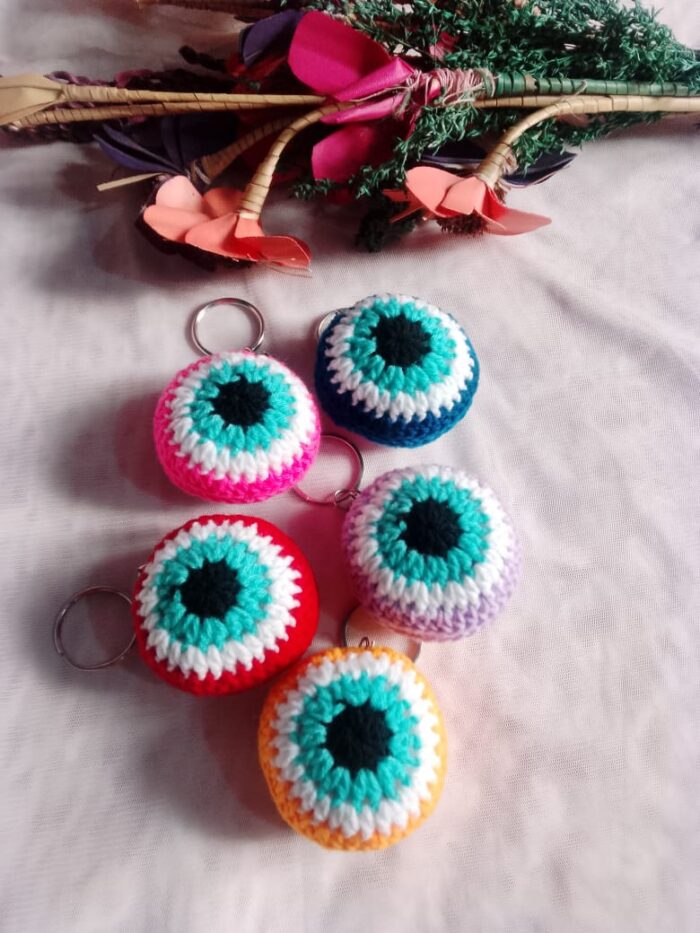 evil eye crochet keychains