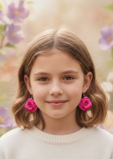 "Handcrafted crochet rose dangle earrings for women"