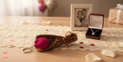 Mini Crochet Tulip Flower Keychain – Handmade Bag Charm