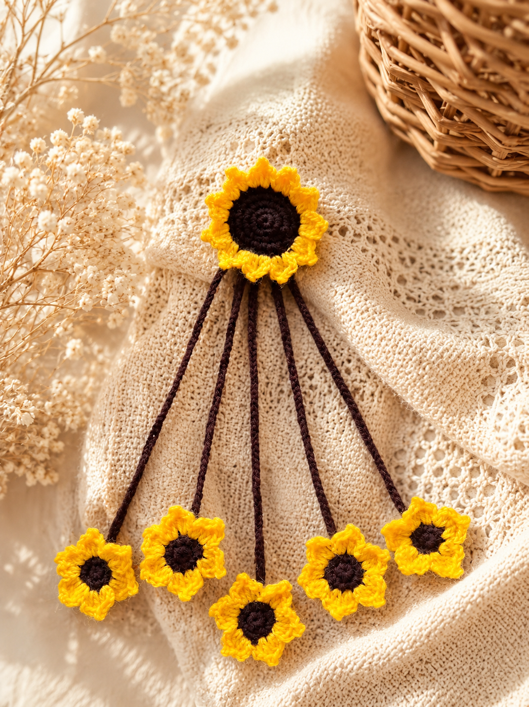 Crochet Sunflower Hair Clip – Handmade Floral Hair Accessory